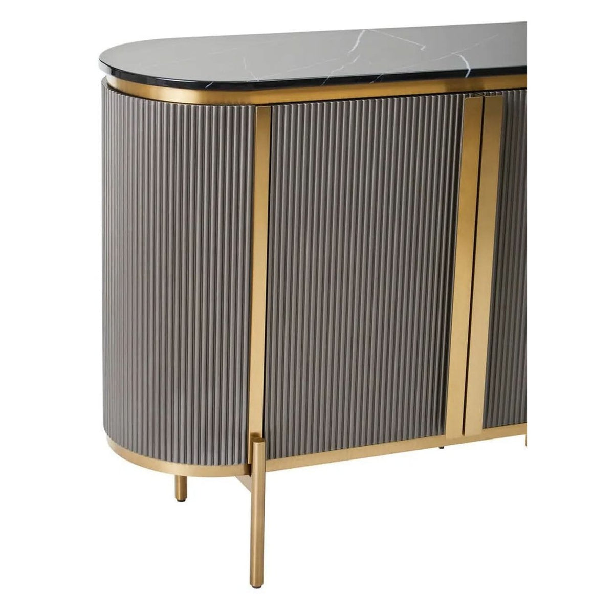 Dervio Grey Two Door Sideboard with Black Marble Top   Nicholas John Interiors