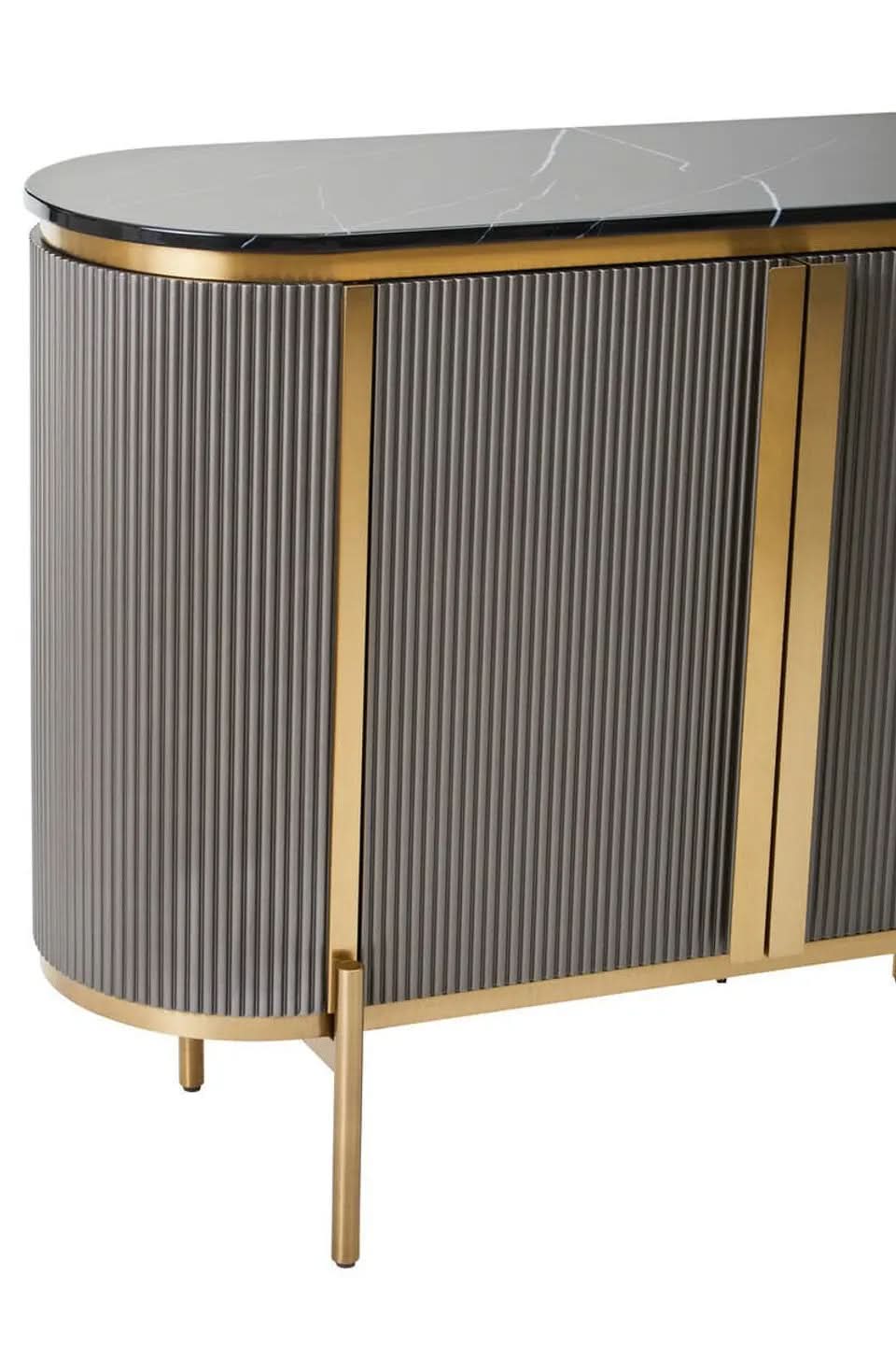 Dervio Grey Two Door Sideboard with Black Marble Top   Nicholas John Interiors