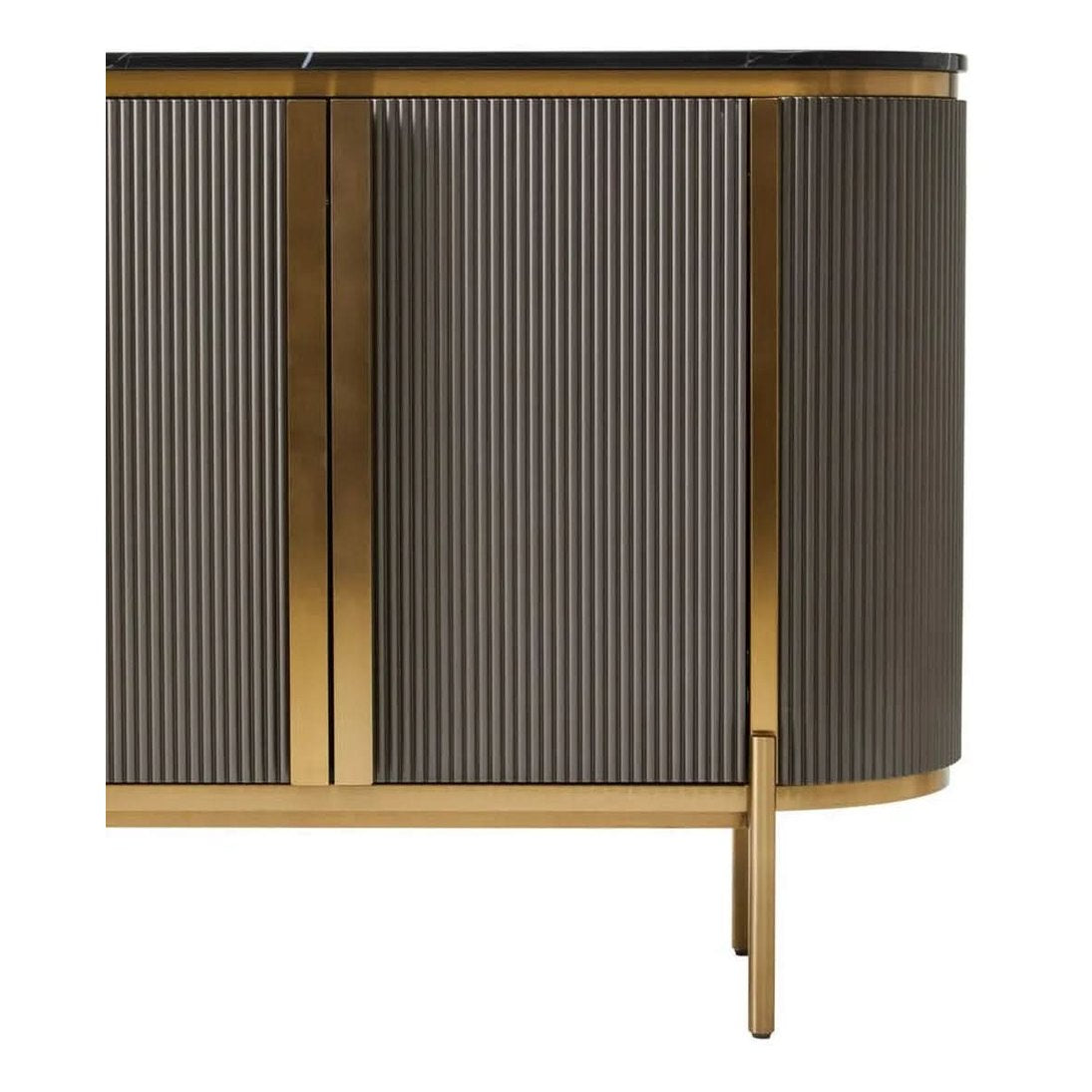 Dervio Grey Two Door Sideboard with Black Marble Top   Nicholas John Interiors