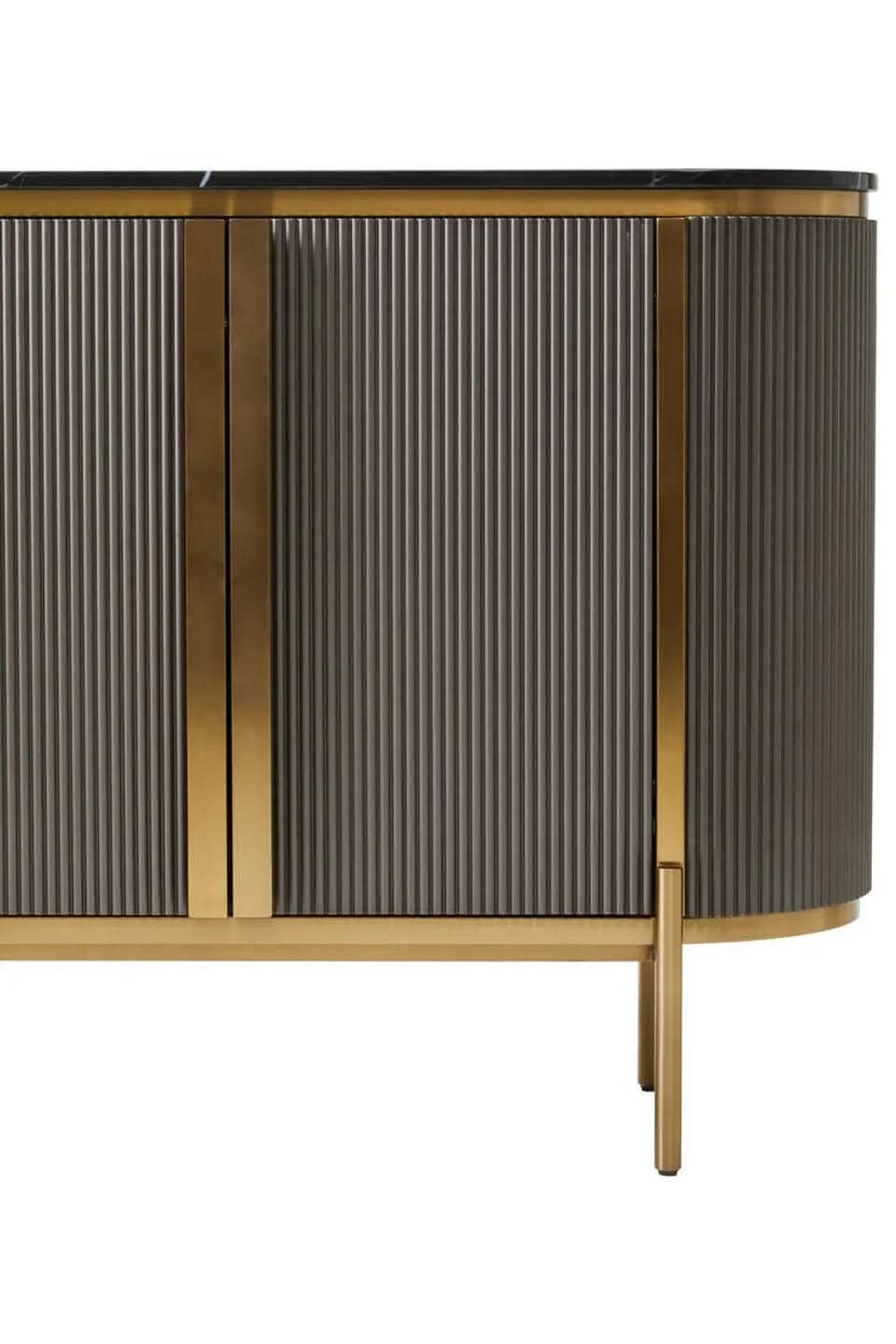 Dervio Grey Two Door Sideboard with Black Marble Top   Nicholas John Interiors