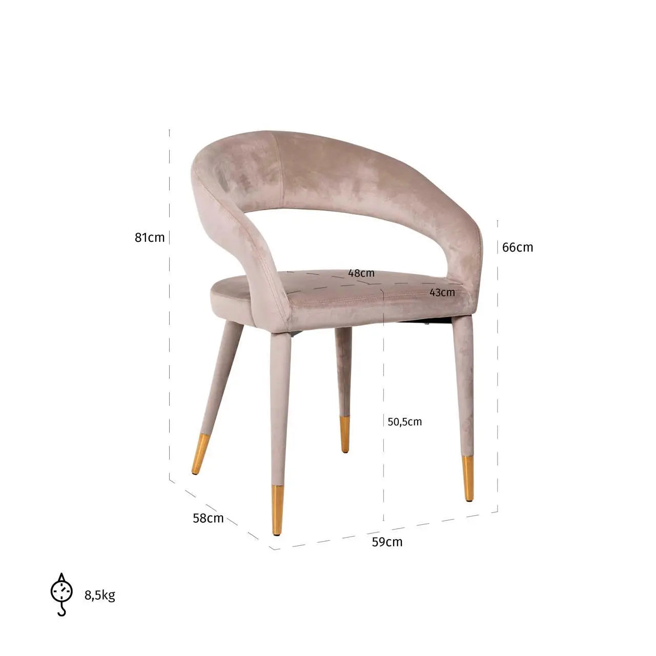 Dining chair Gia khaki velvet fire retardant   Nicholas John Interiors