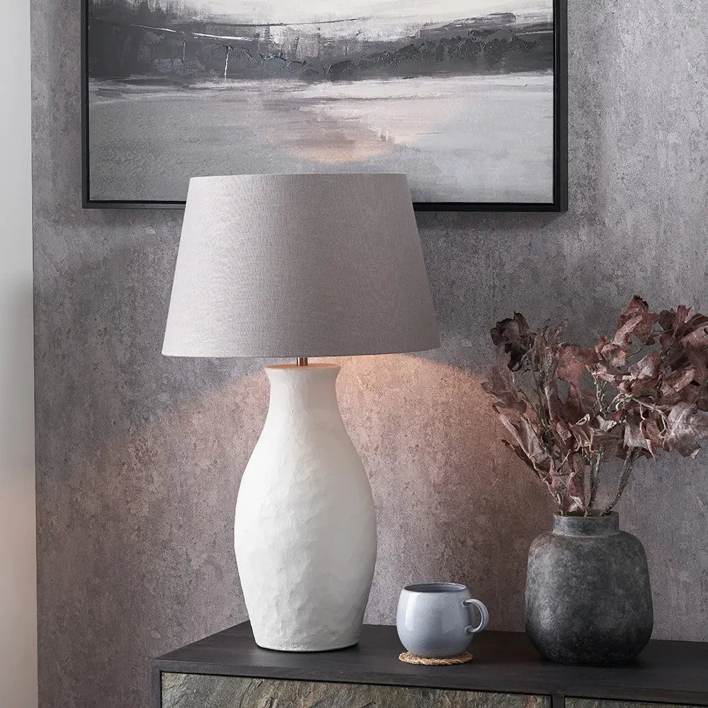 Eirene White Textured Stoneware Table Lamp Base  Nicholas John Interiors