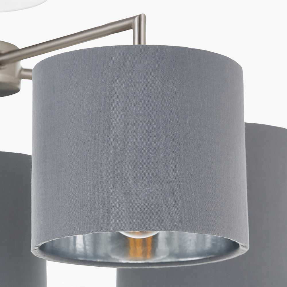 Elin 5 Light Pendant – Brushed Silver & Steel Grey  Nicholas John Interiors