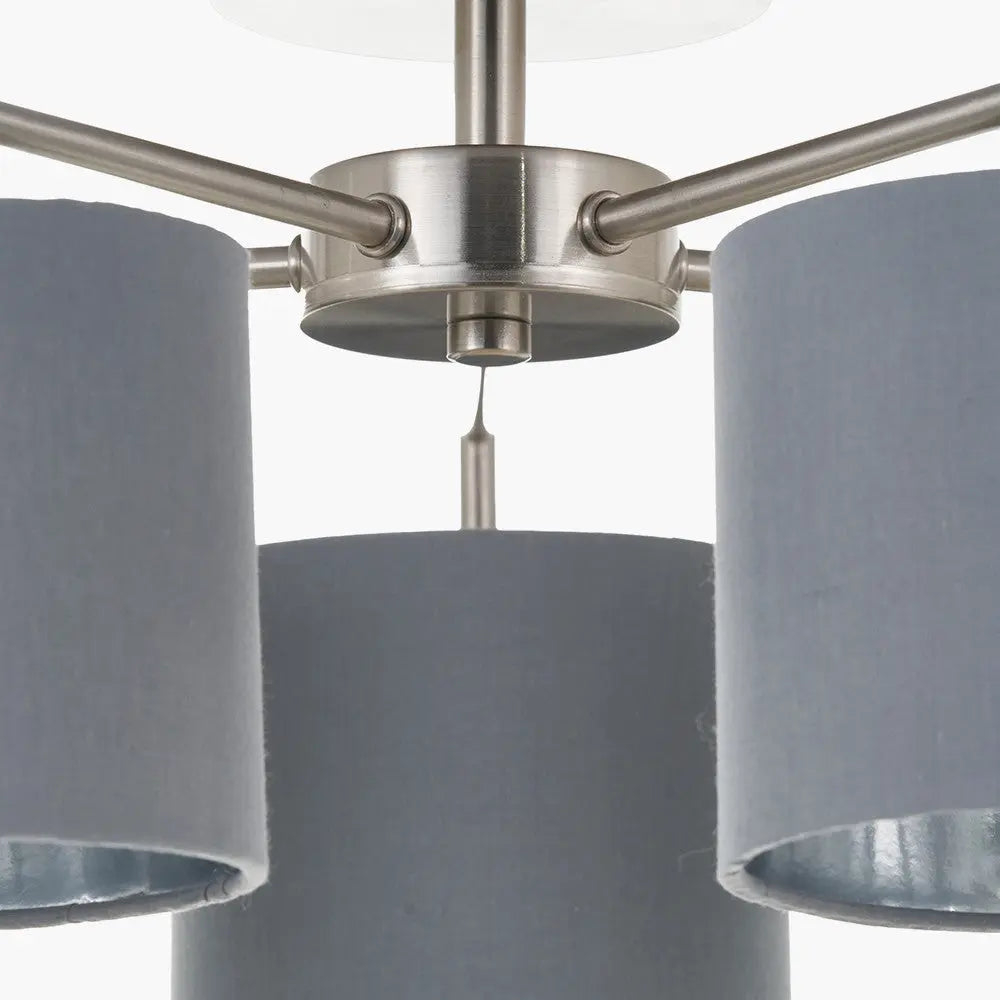 Elin 5 Light Pendant – Brushed Silver & Steel Grey  Nicholas John Interiors