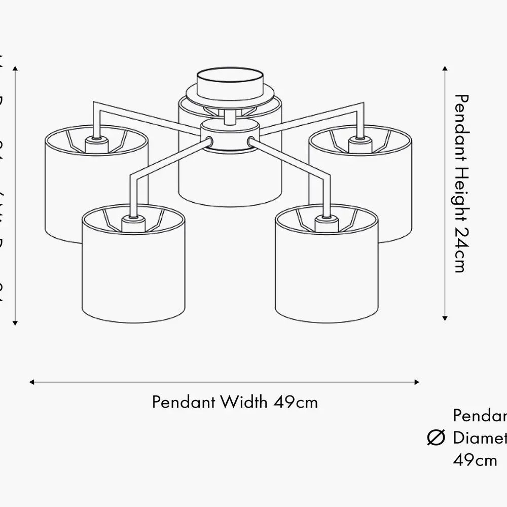 Elin 5 Light Pendant – Brushed Silver & Steel Grey  Nicholas John Interiors