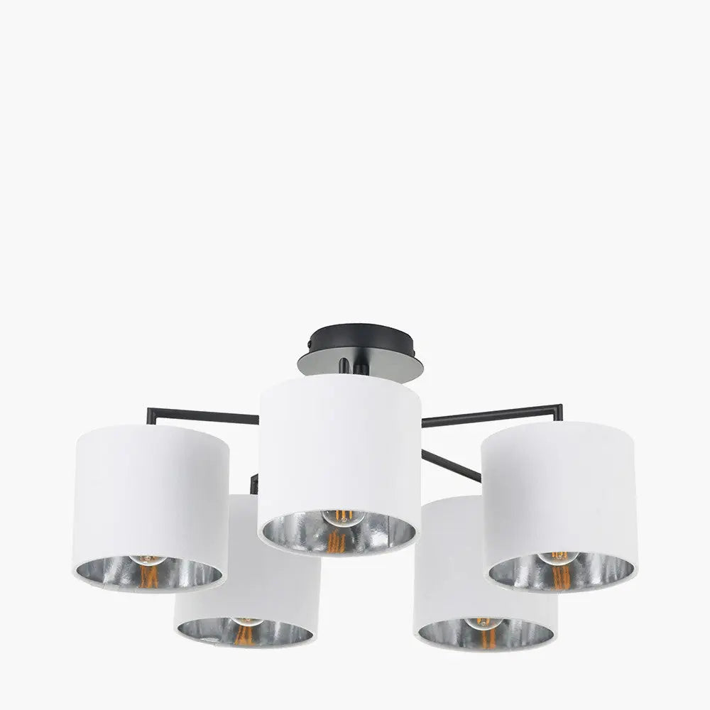 Elin 5 Light Pendant – Matt Black & Ivory  Nicholas John Interiors