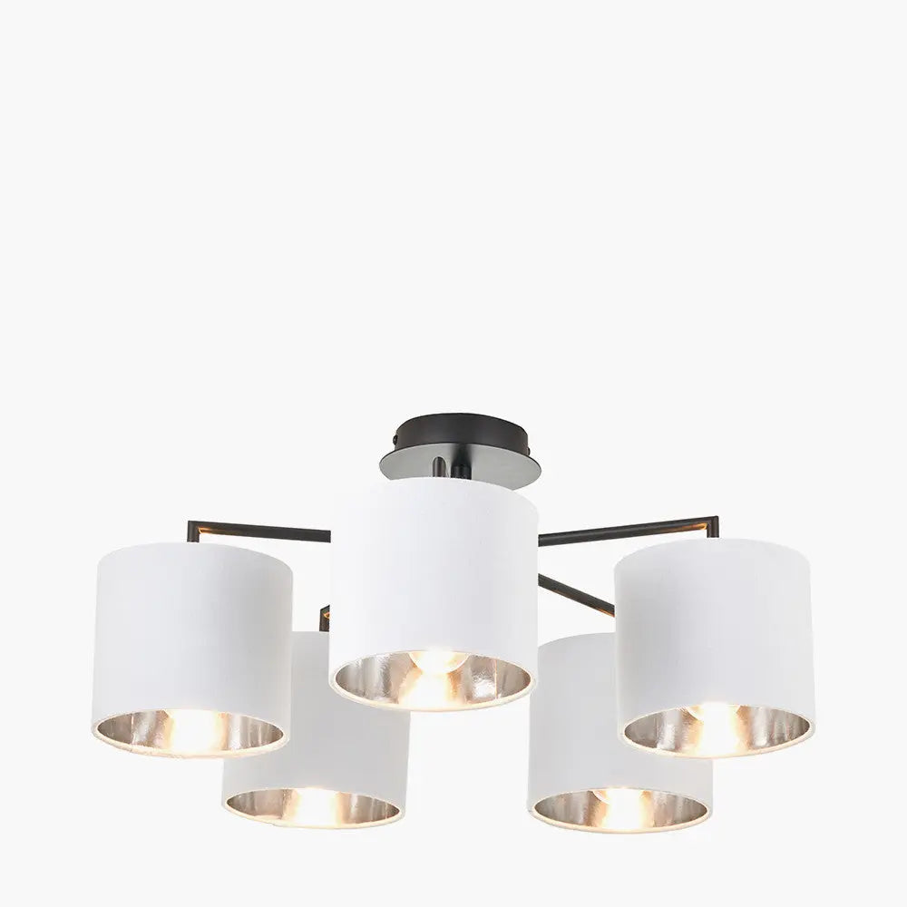Elin 5 Light Pendant – Matt Black & Ivory  Nicholas John Interiors