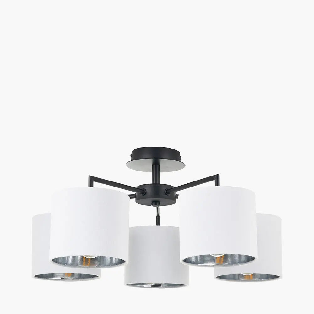Elin 5 Light Pendant – Matt Black & Ivory  Nicholas John Interiors