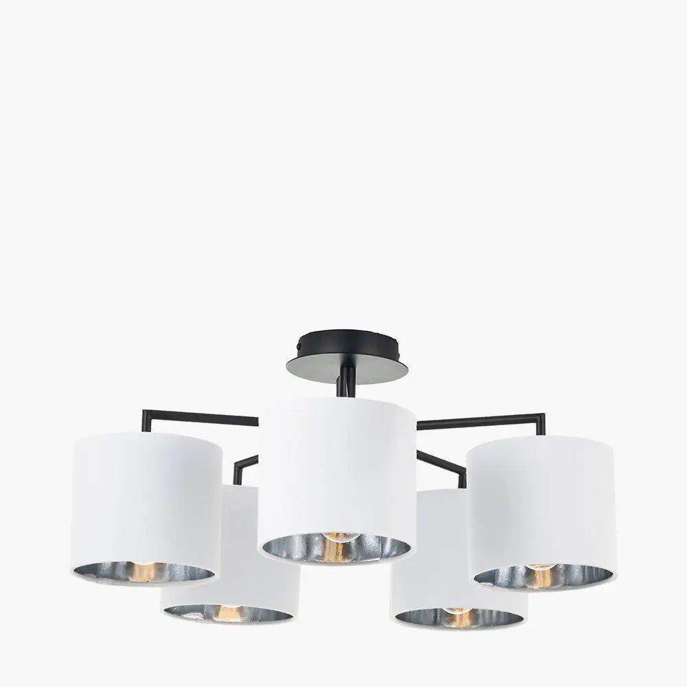Elin 5 Light Pendant – Matt Black & Ivory  Nicholas John Interiors