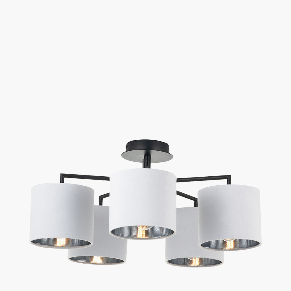 Elin 5 Light Pendant – Matt Black & Ivory  Nicholas John Interiors