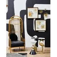 Elina Brushed Gold Dome Cage Chair   Nicholas John Interiors