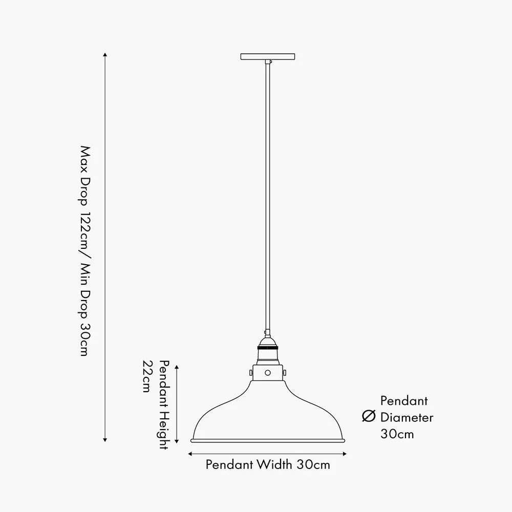 Ellis Antique Brass Cafe Metal Pendant   Nicholas John Interiors