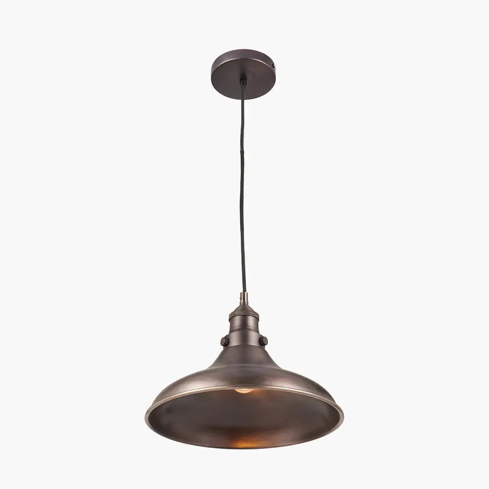 Ellis Antique Bronze Cafe Metal Pendant   Nicholas John Interiors