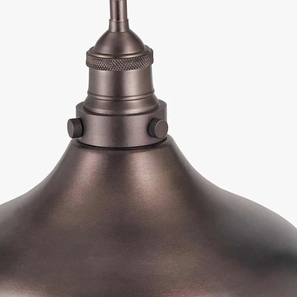 Ellis Antique Bronze Cafe Metal Pendant   Nicholas John Interiors