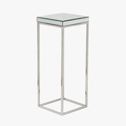 Elysee Mirrored Glass and Silver Metal Square Side Table  Nicholas John Interiors