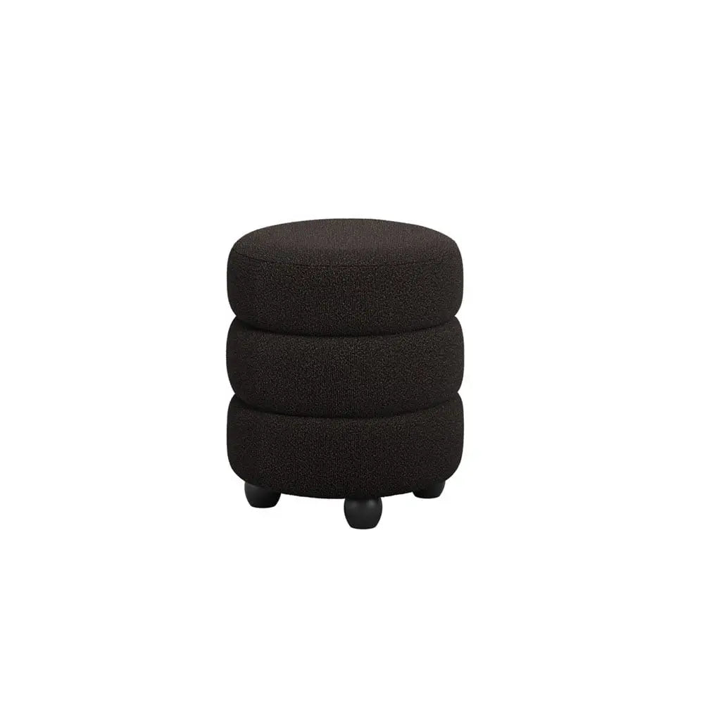 Ashford & Grey Emi Black / Black Pouffe  Nicholas John Interiors