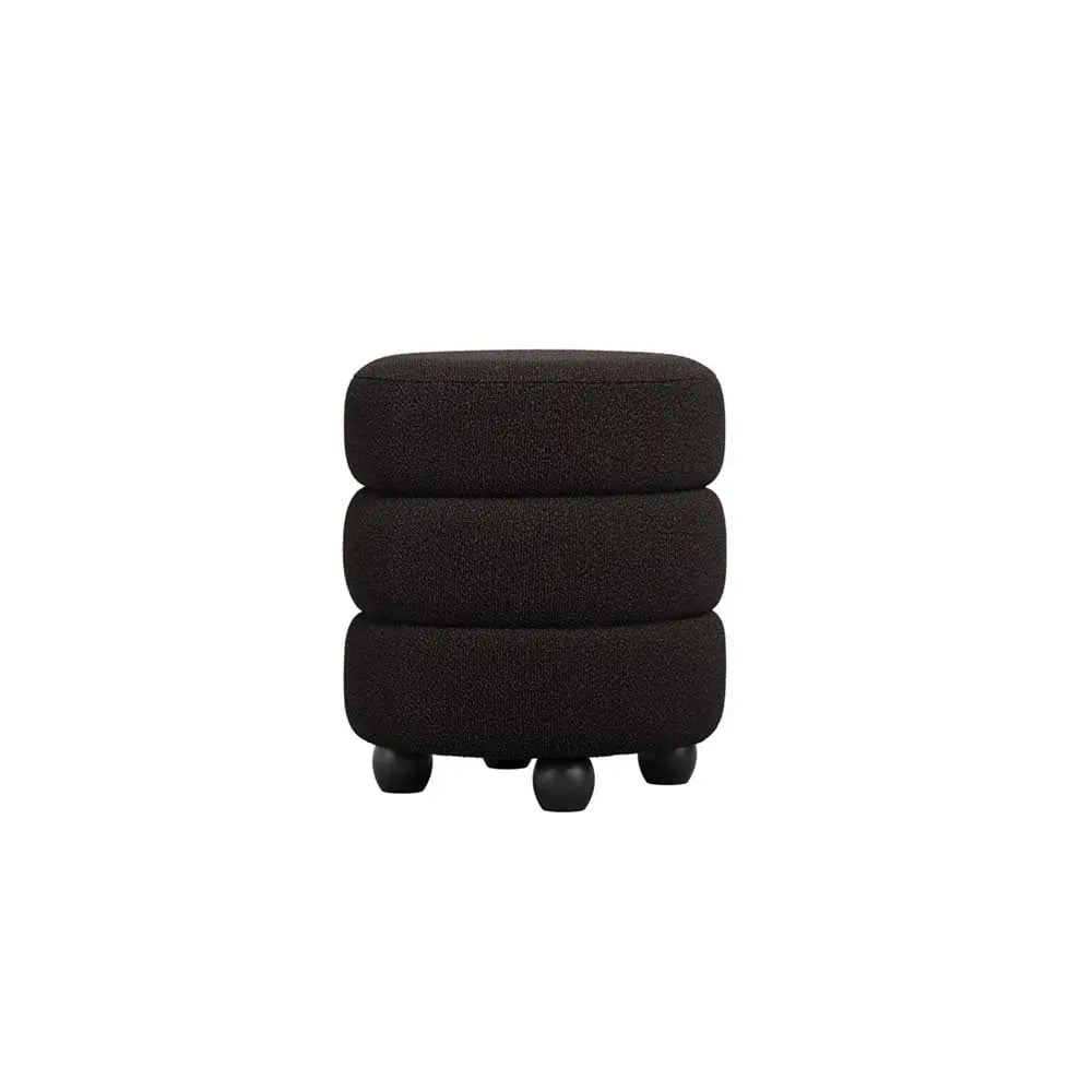 Ashford & Grey Emi Black / Black Pouffe  Nicholas John Interiors