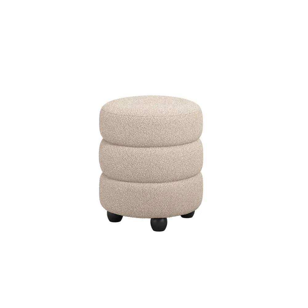 Ashford & Grey Emi Buff / Black Pouffe  Nicholas John Interiors