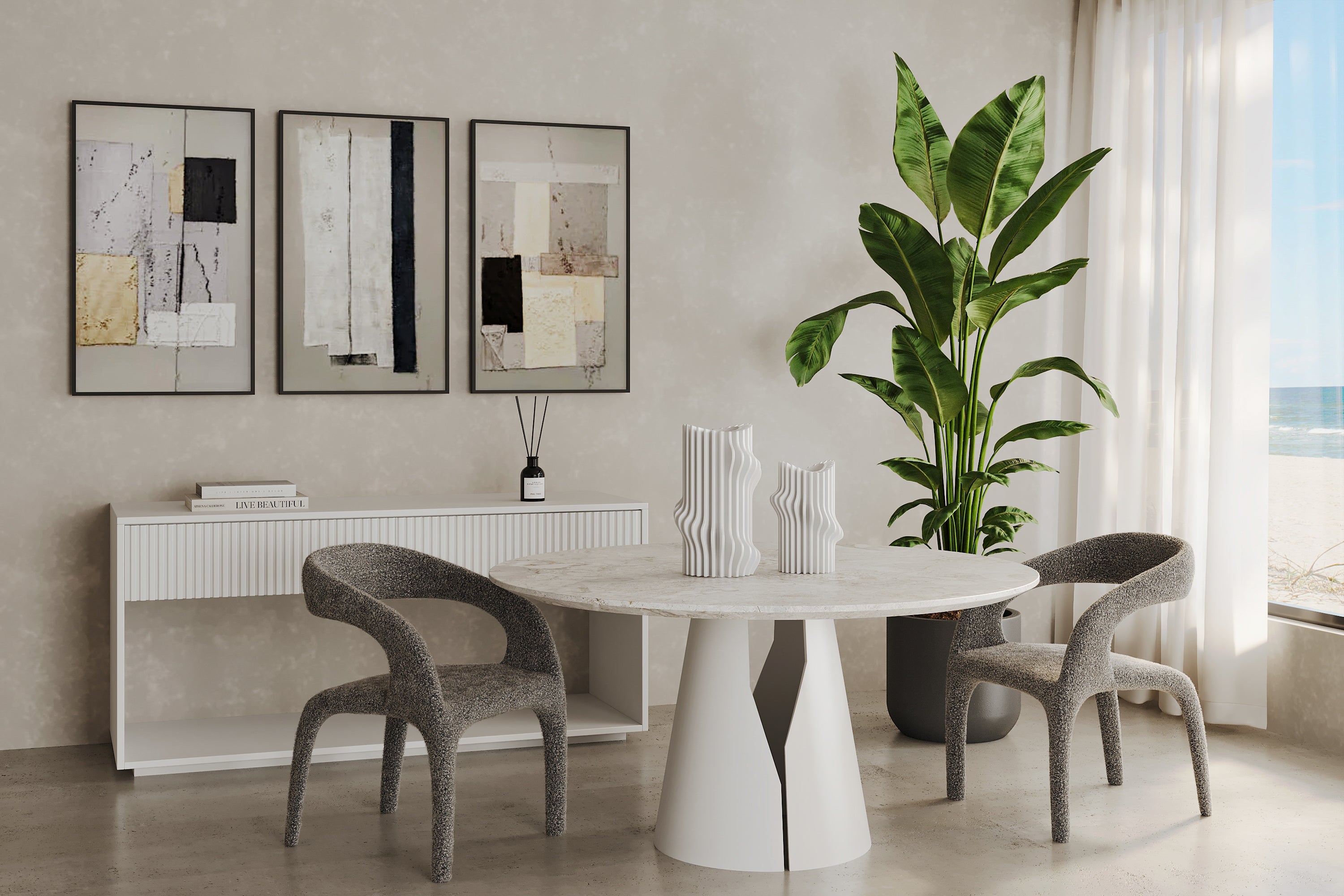 Tommy Franks Escada Dining Chair - Chex Bouclé Charcoal