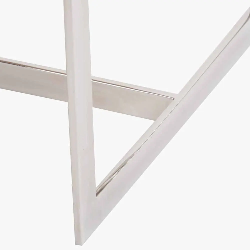 Evelyn Natural Antique Finish Mango Wood and Silver Metal Coffee Table  Nicholas John Interiors