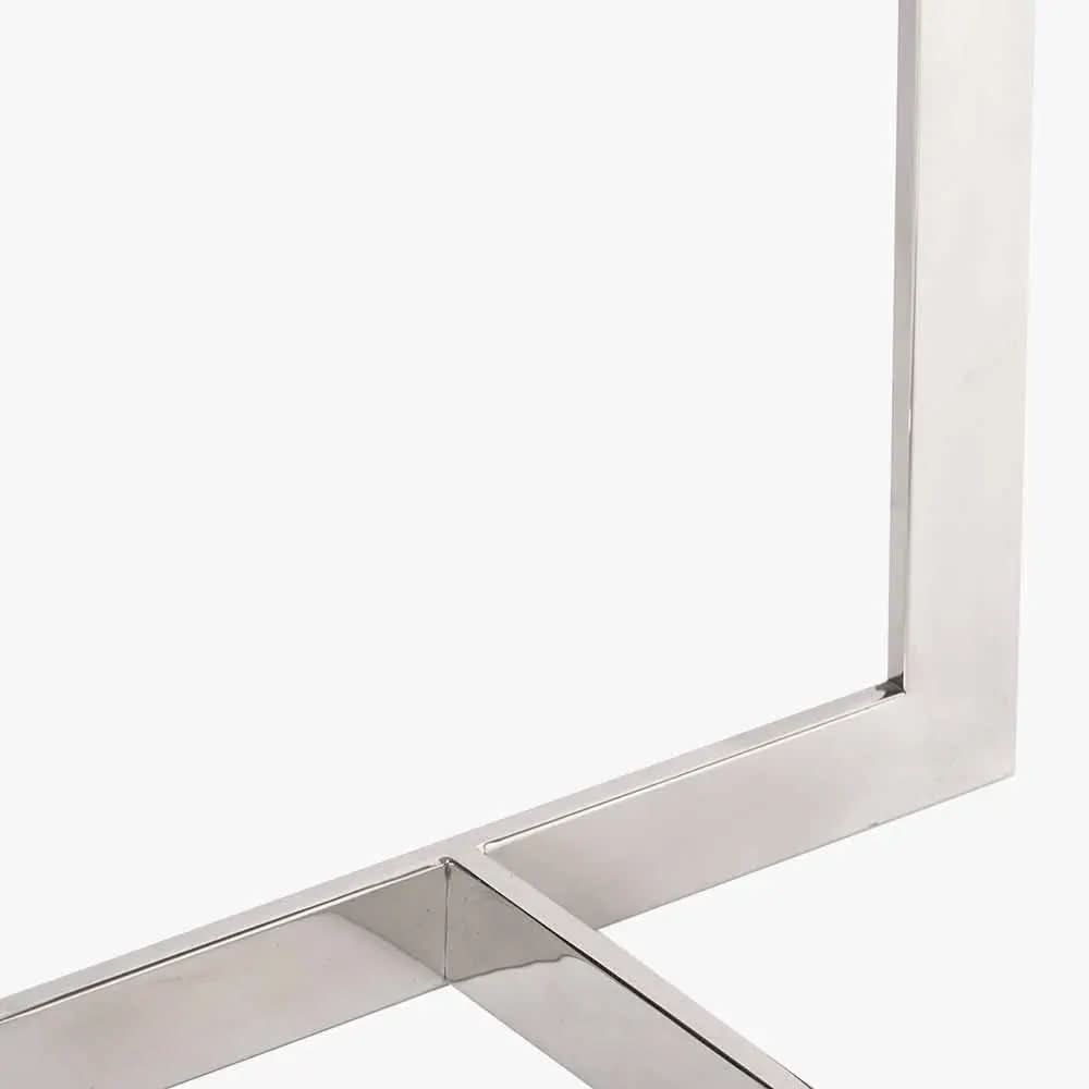 Evelyn Natural Antique Finish Mango Wood and Silver Metal Console Table   Nicholas John Interiors