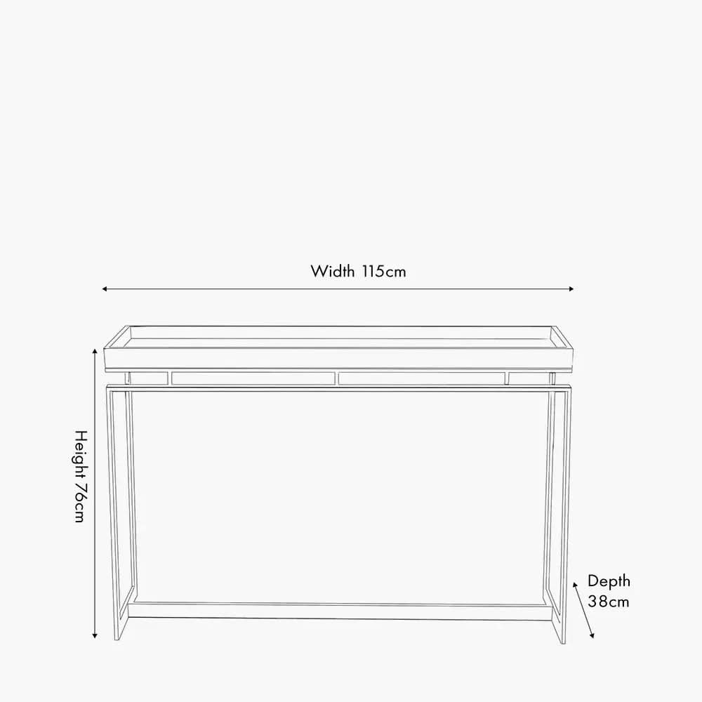 Evelyn Natural Antique Finish Mango Wood and Silver Metal Console Table   Nicholas John Interiors