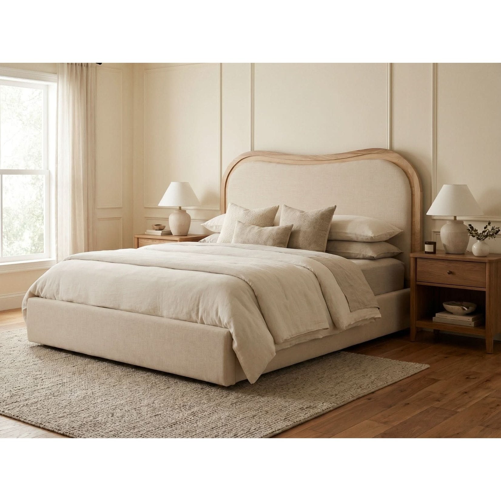 Keiichi Sandford Curved Upholstered Bed - King Size   Nicholas John Interiors