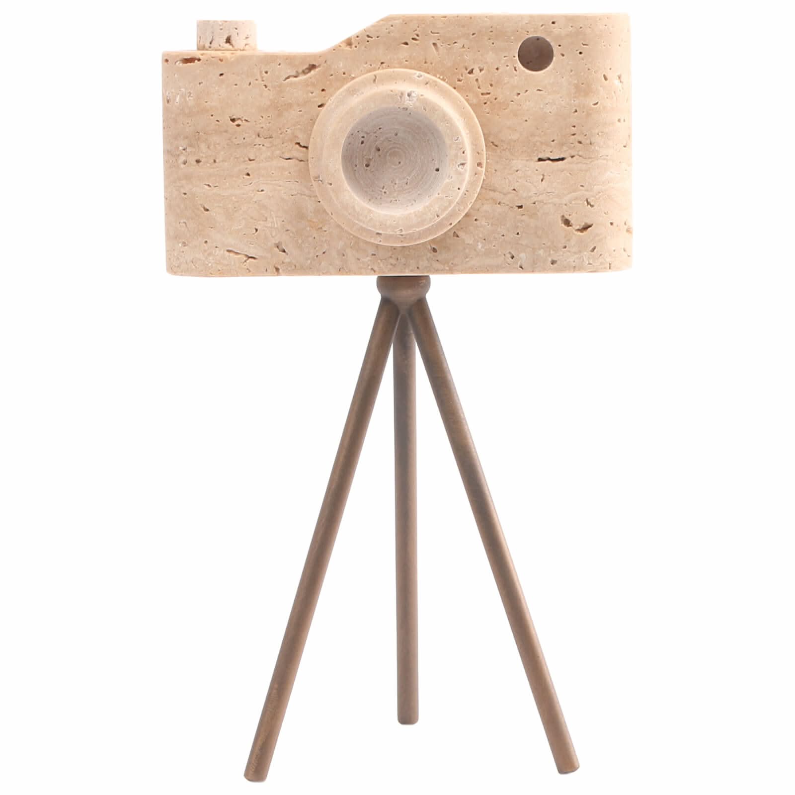Keiichi Shutterclick Sculpture in Travertine - Small   Nicholas John Interiors
