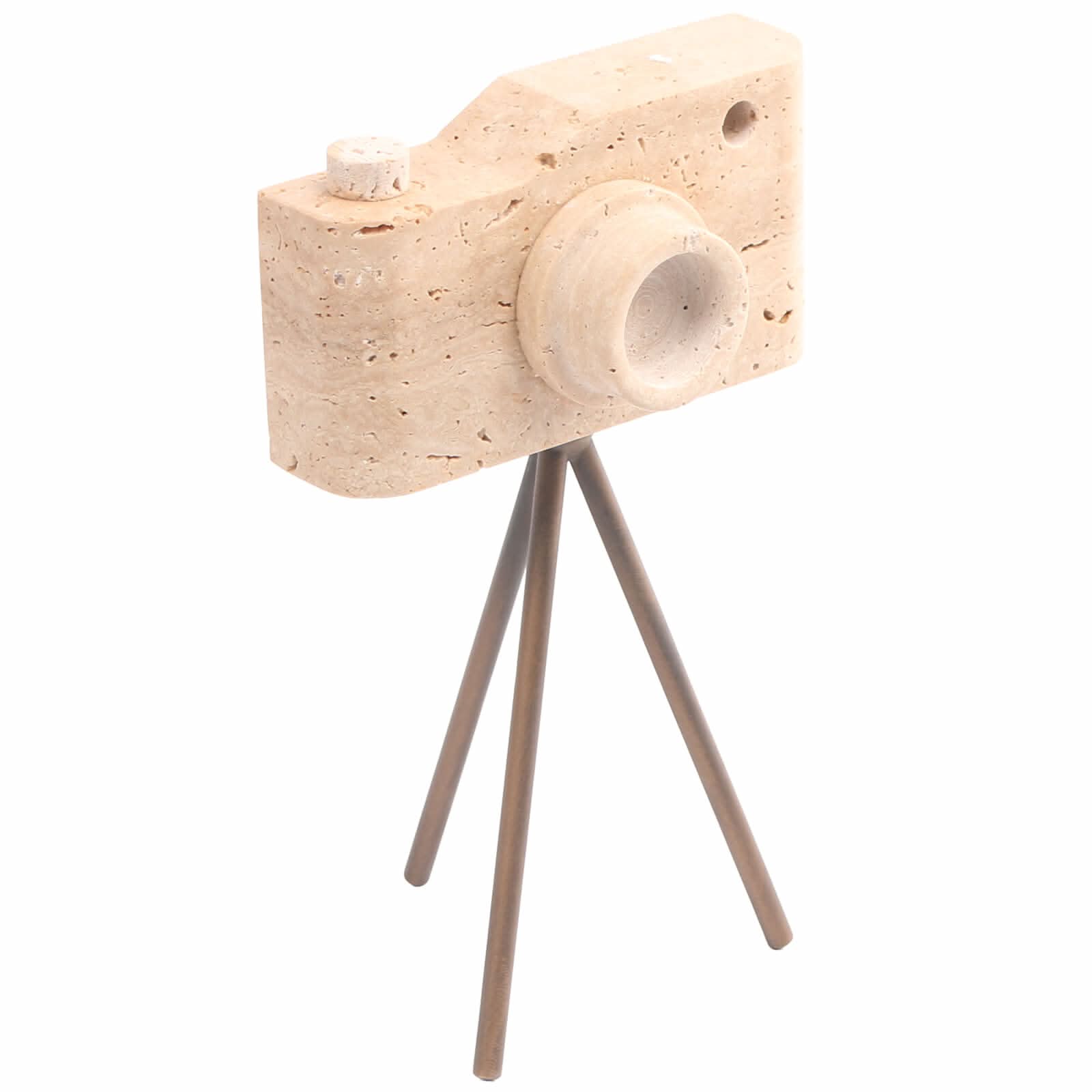Keiichi Shutterclick Sculpture in Travertine - Small   Nicholas John Interiors