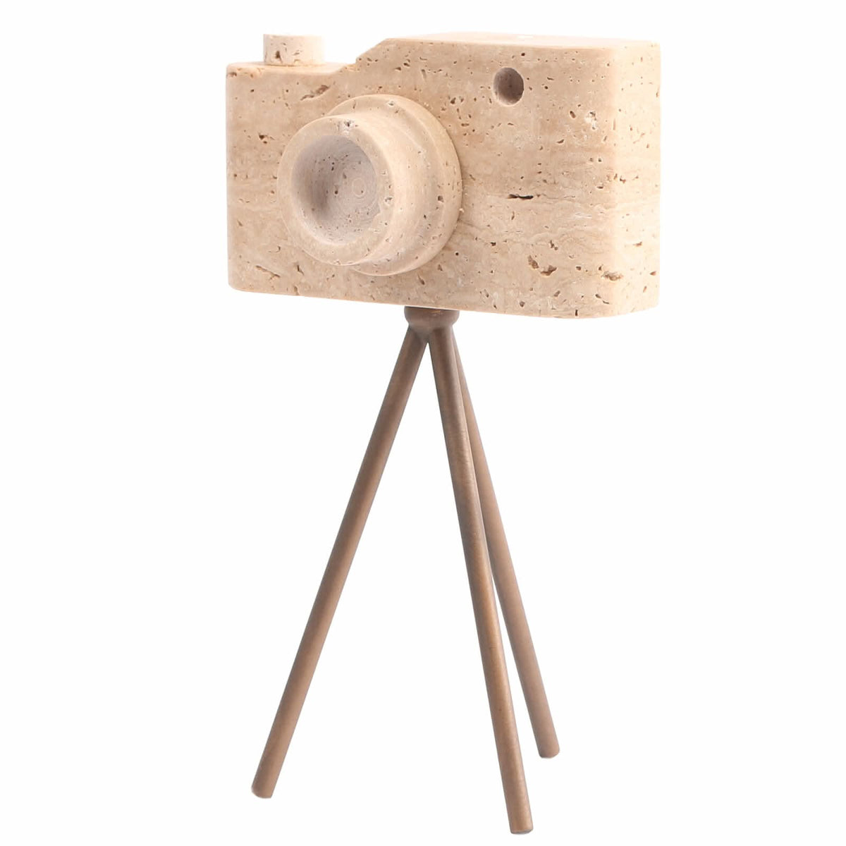Keiichi Shutterclick Sculpture in Travertine - Small   Nicholas John Interiors
