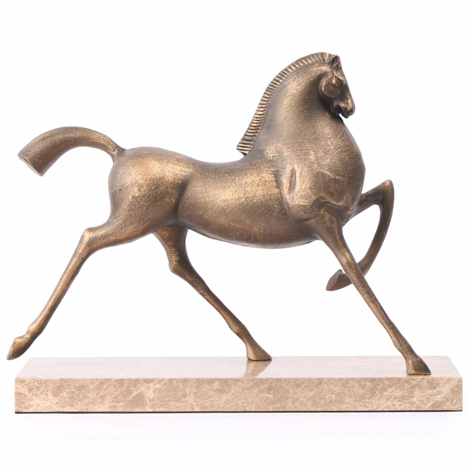 Keiichi Flying Horse Sculpture in Gold   Nicholas John Interiors