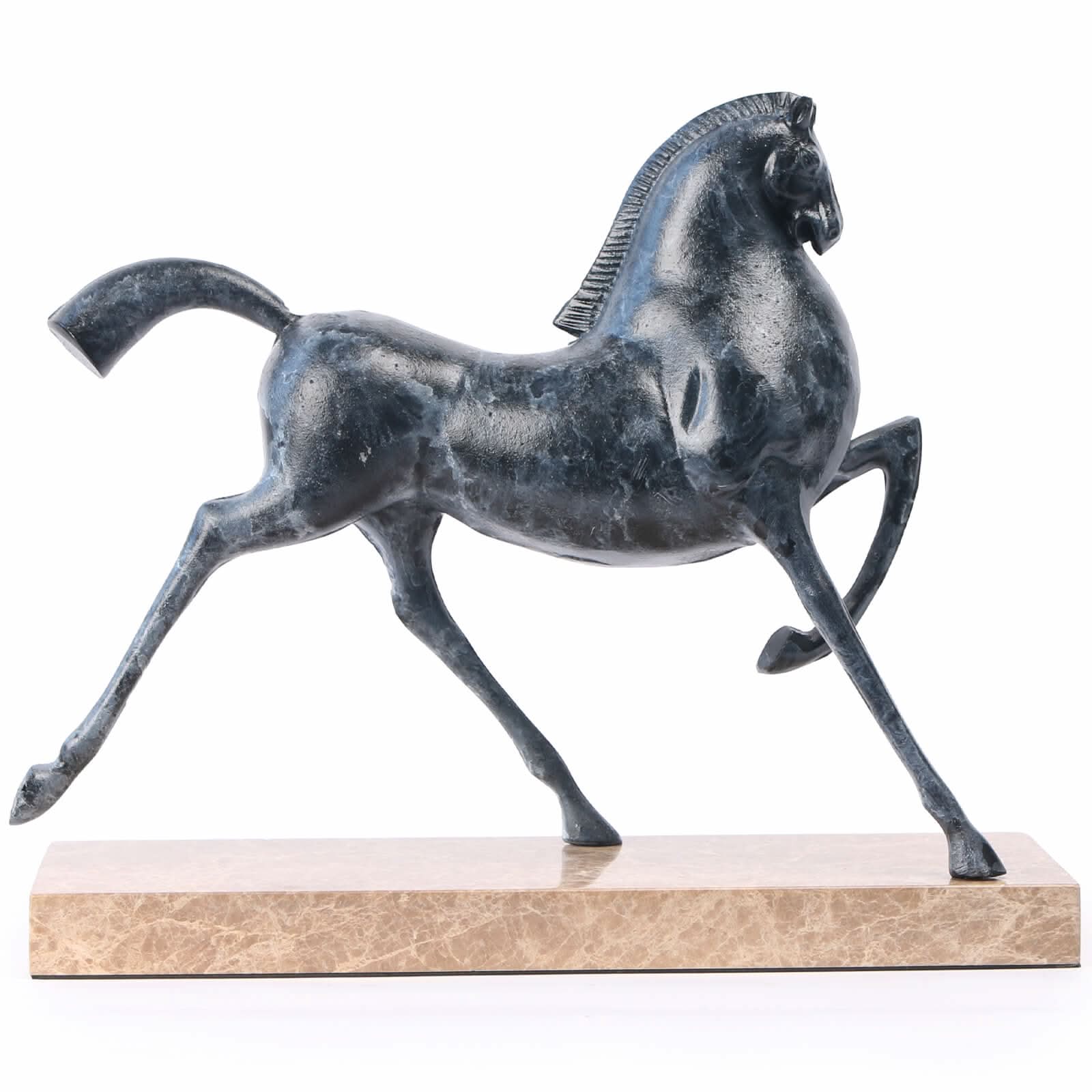 Keiichi Flying Horse Sculpture in Dark Nickel   Nicholas John Interiors