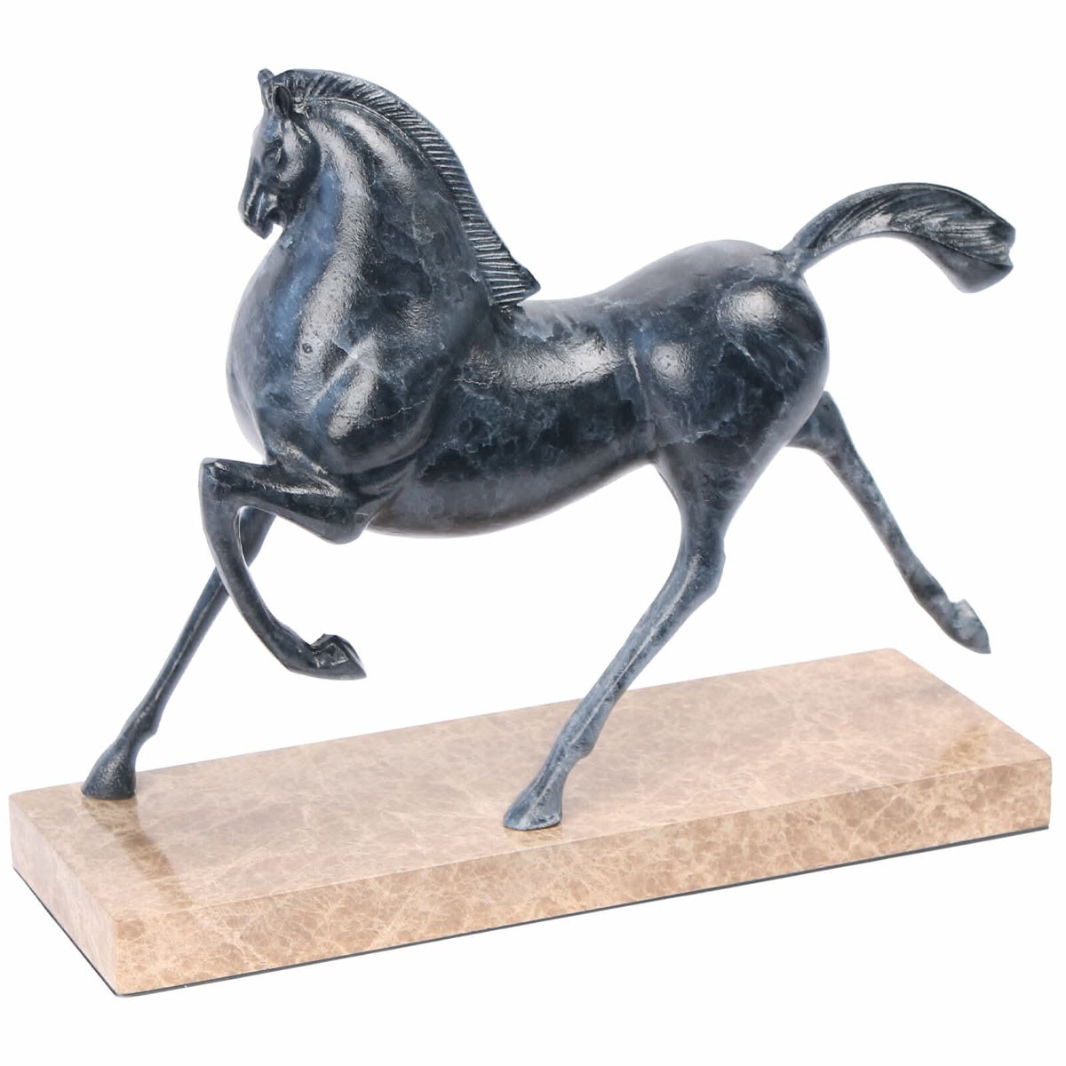 Keiichi Flying Horse Sculpture in Dark Nickel   Nicholas John Interiors