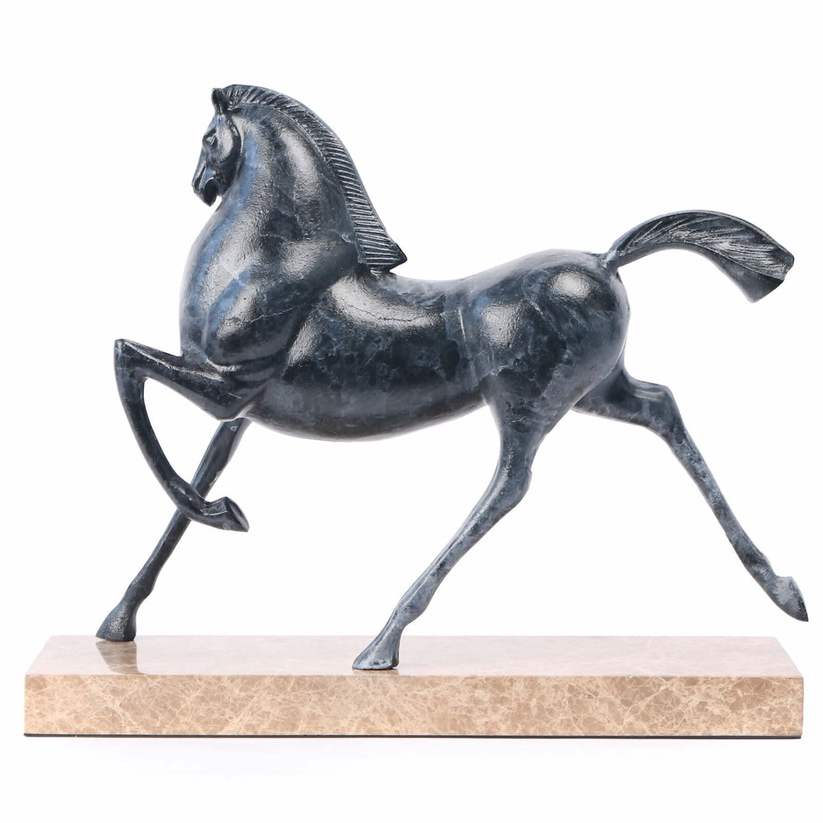 Keiichi Flying Horse Sculpture in Dark Nickel   Nicholas John Interiors