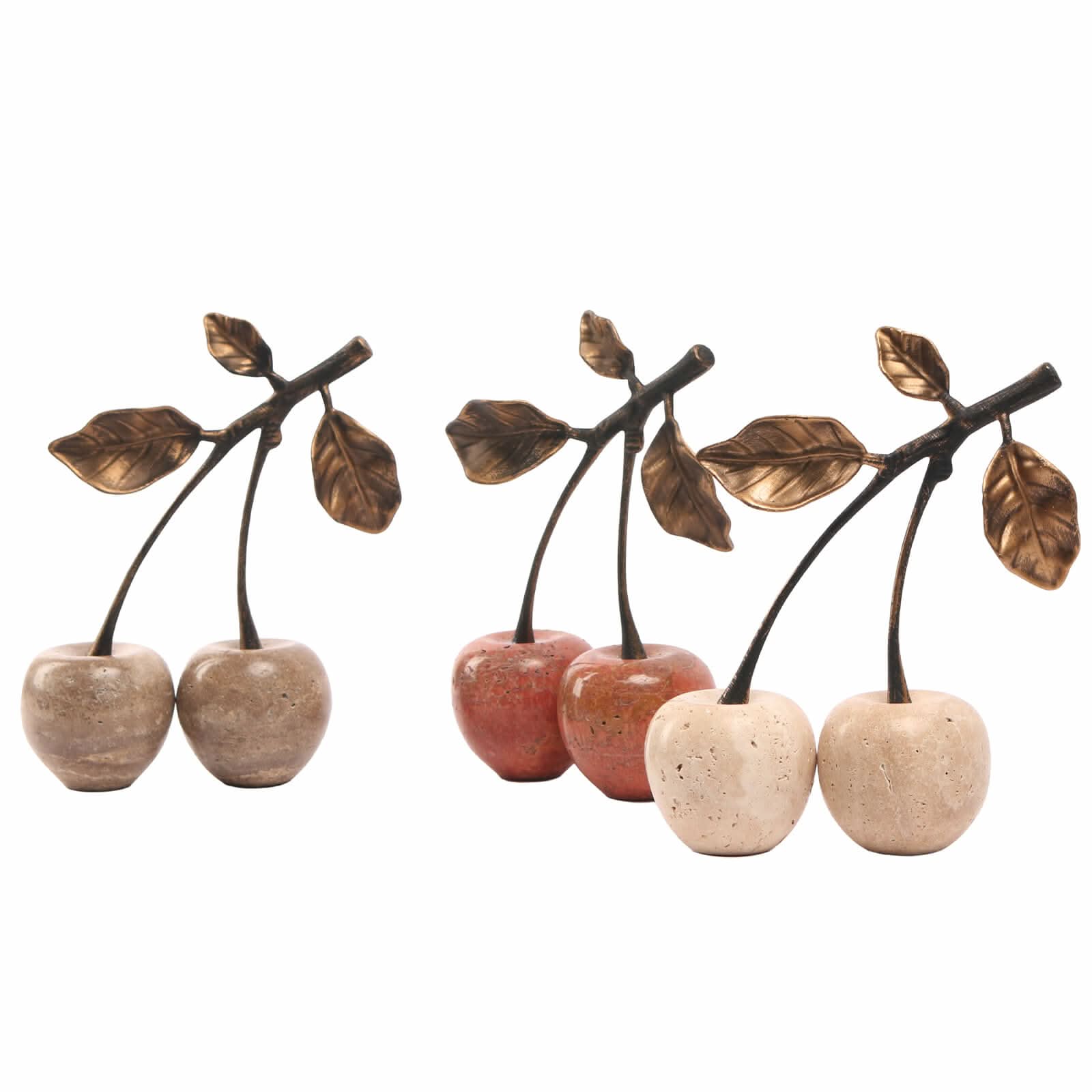 Keiichi Cherry Ornament in Travertine   Nicholas John Interiors