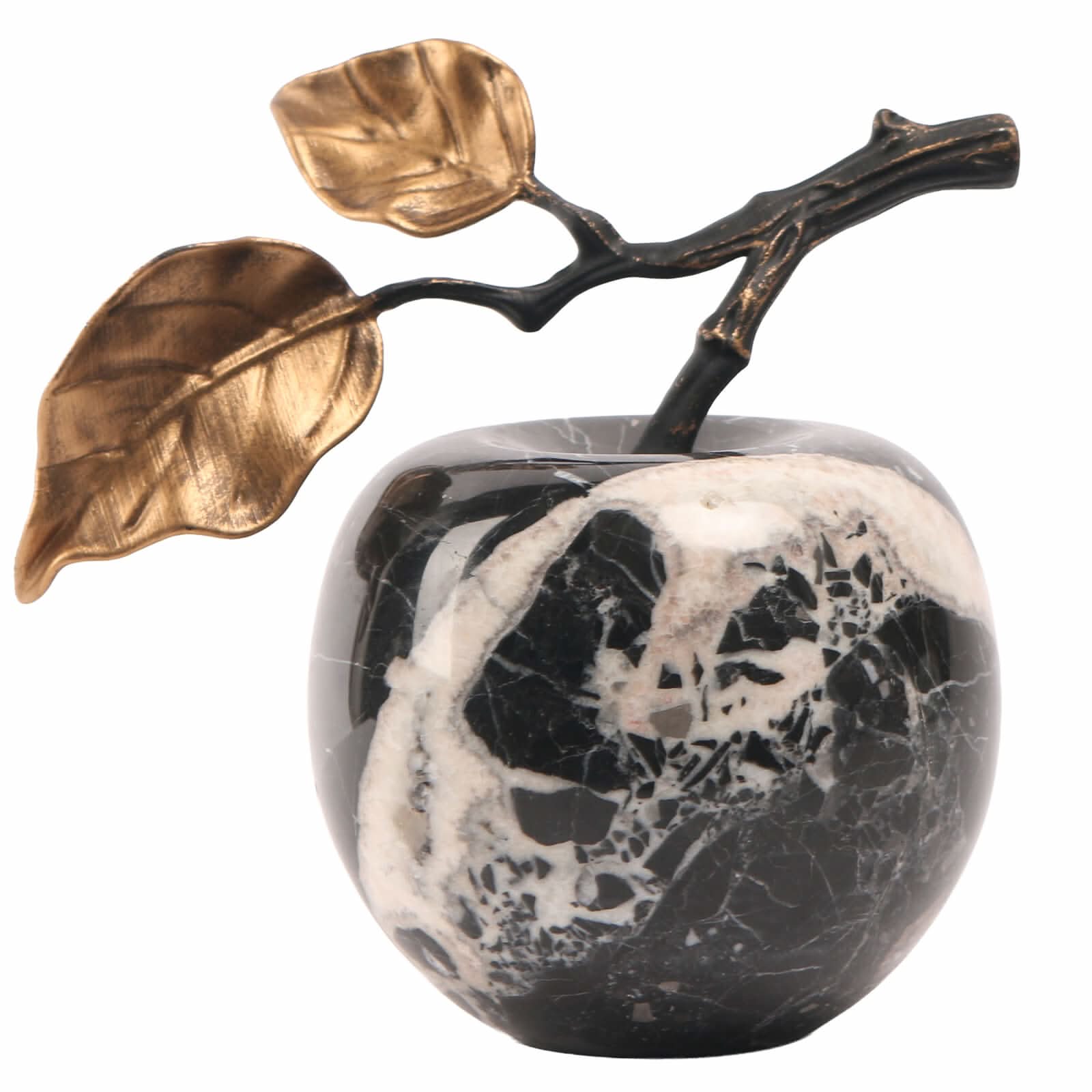Keiichi Apple Ornament in Bulgari Black Marble   Nicholas John Interiors