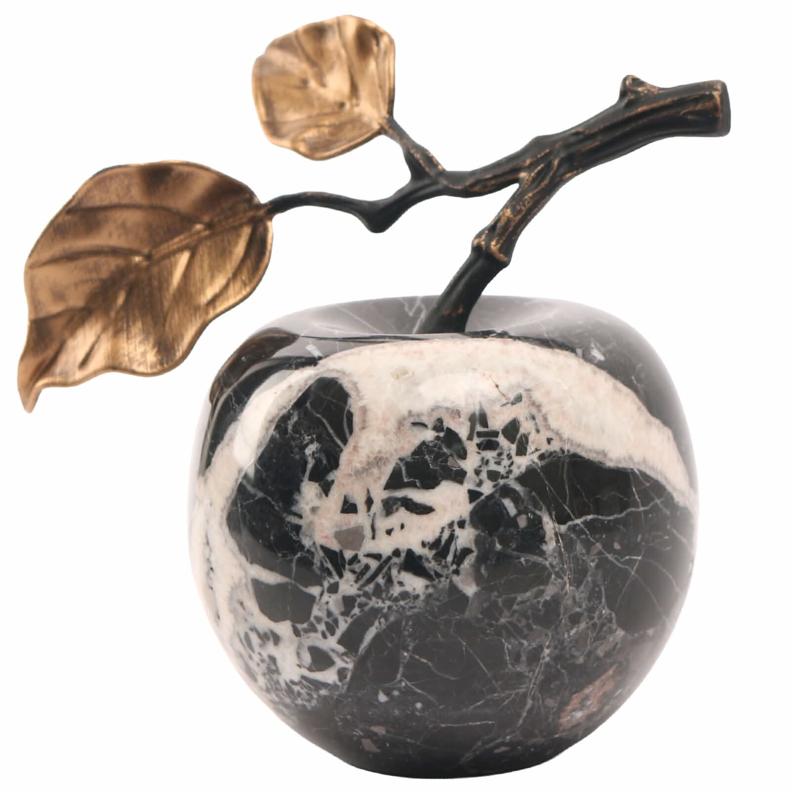 Keiichi Apple Ornament in Bulgari Black Marble   Nicholas John Interiors