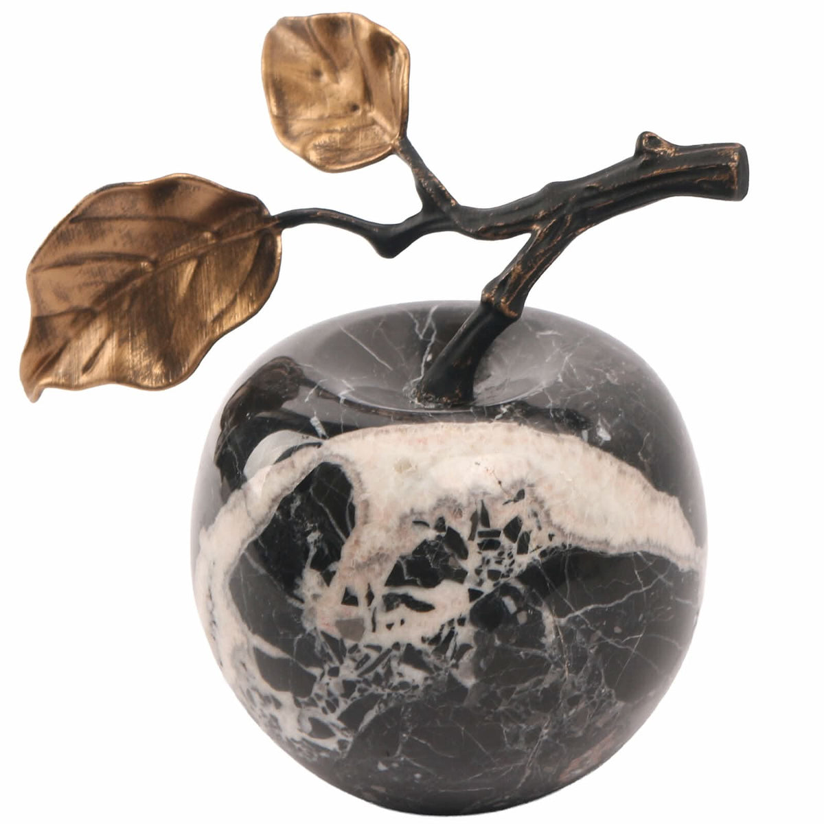 Keiichi Apple Ornament in Bulgari Black Marble   Nicholas John Interiors