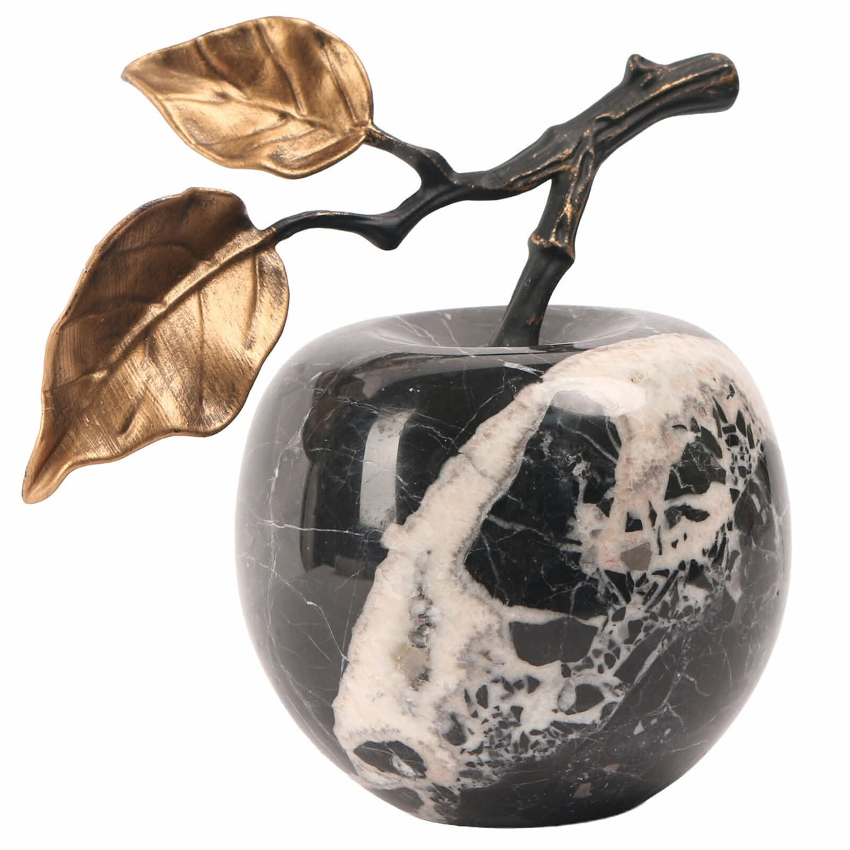 Keiichi Apple Ornament in Bulgari Black Marble   Nicholas John Interiors