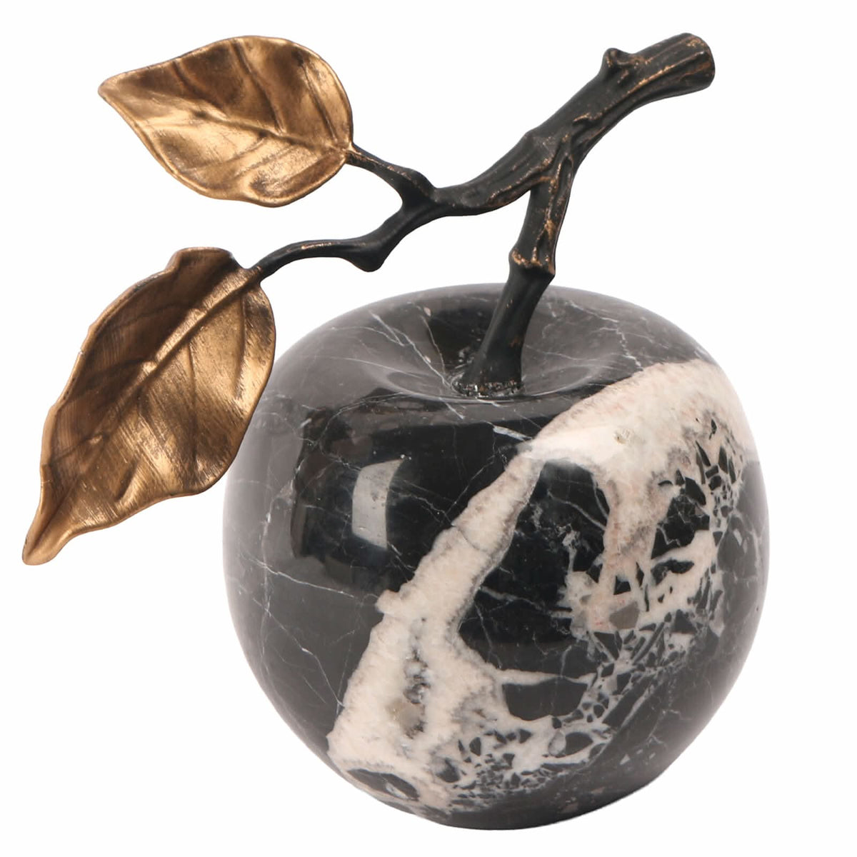 Keiichi Apple Ornament in Bulgari Black Marble   Nicholas John Interiors