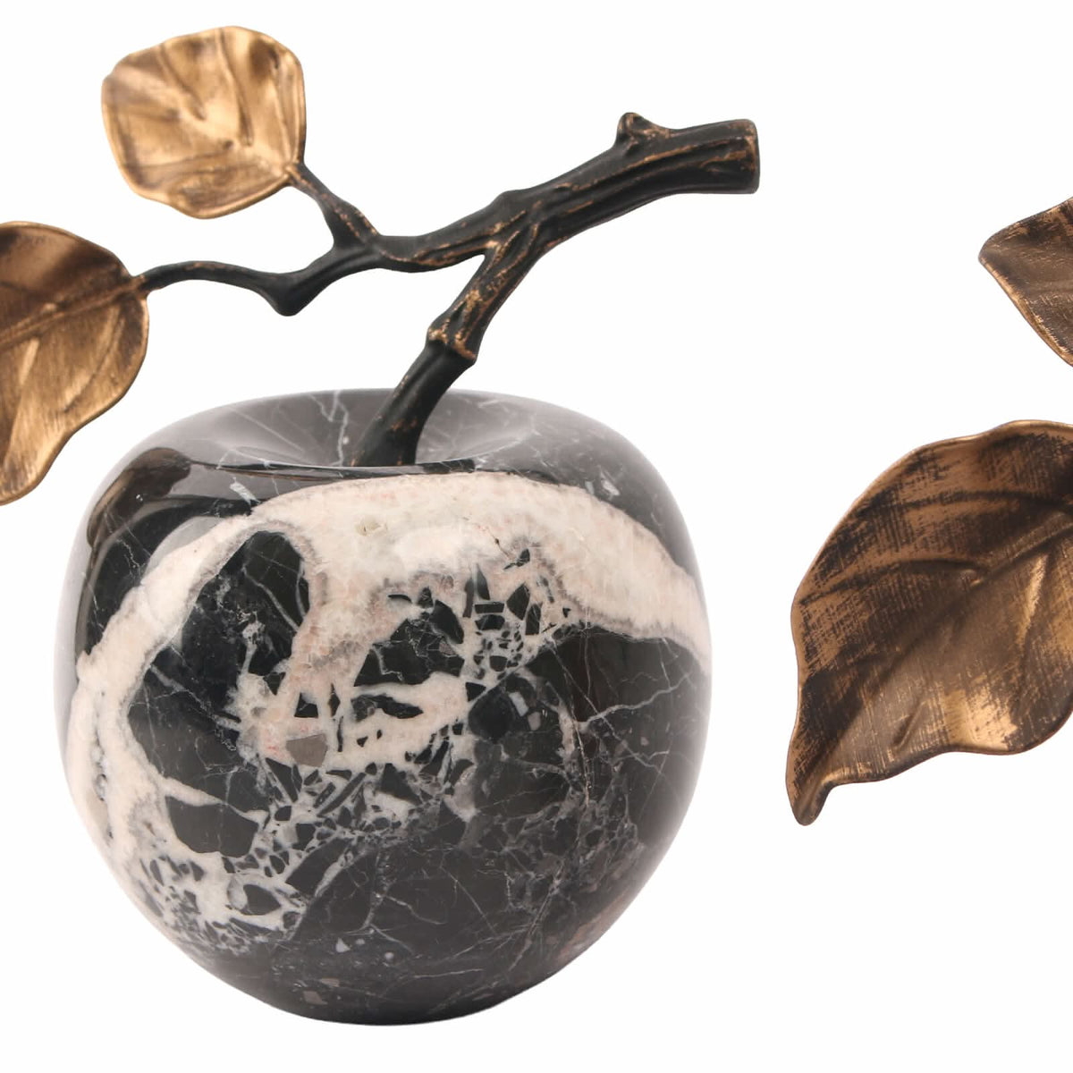 Keiichi Apple Ornament in Bulgari Black Marble   Nicholas John Interiors