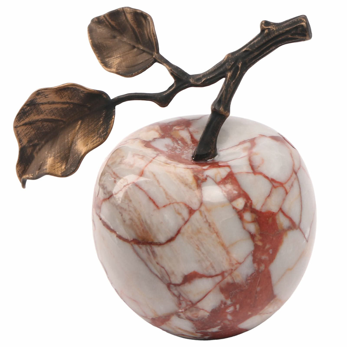 Keiichi Apple Ornament in Bulgari Red Marble   Nicholas John Interiors
