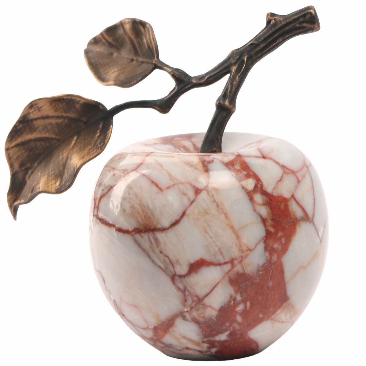 Keiichi Apple Ornament in Bulgari Red Marble   Nicholas John Interiors