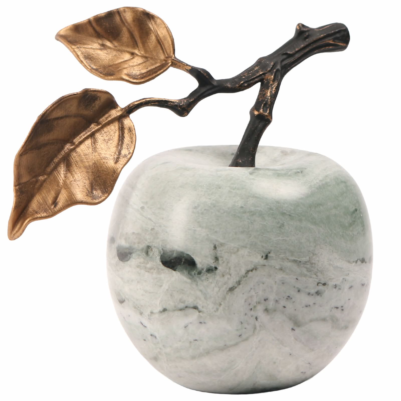 Keiichi Apple Ornament in Green Marble   Nicholas John Interiors