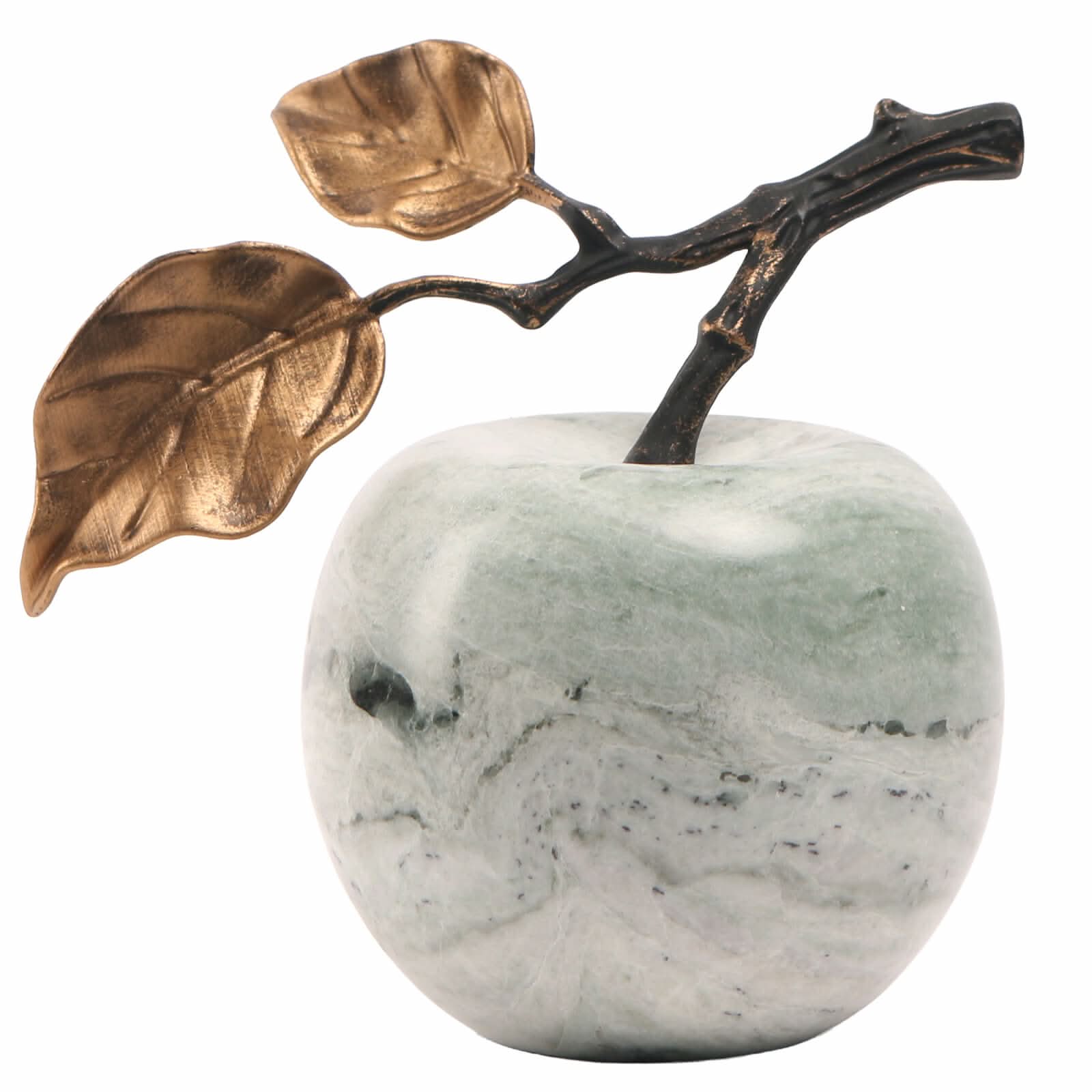 Keiichi Apple Ornament in Green Marble   Nicholas John Interiors