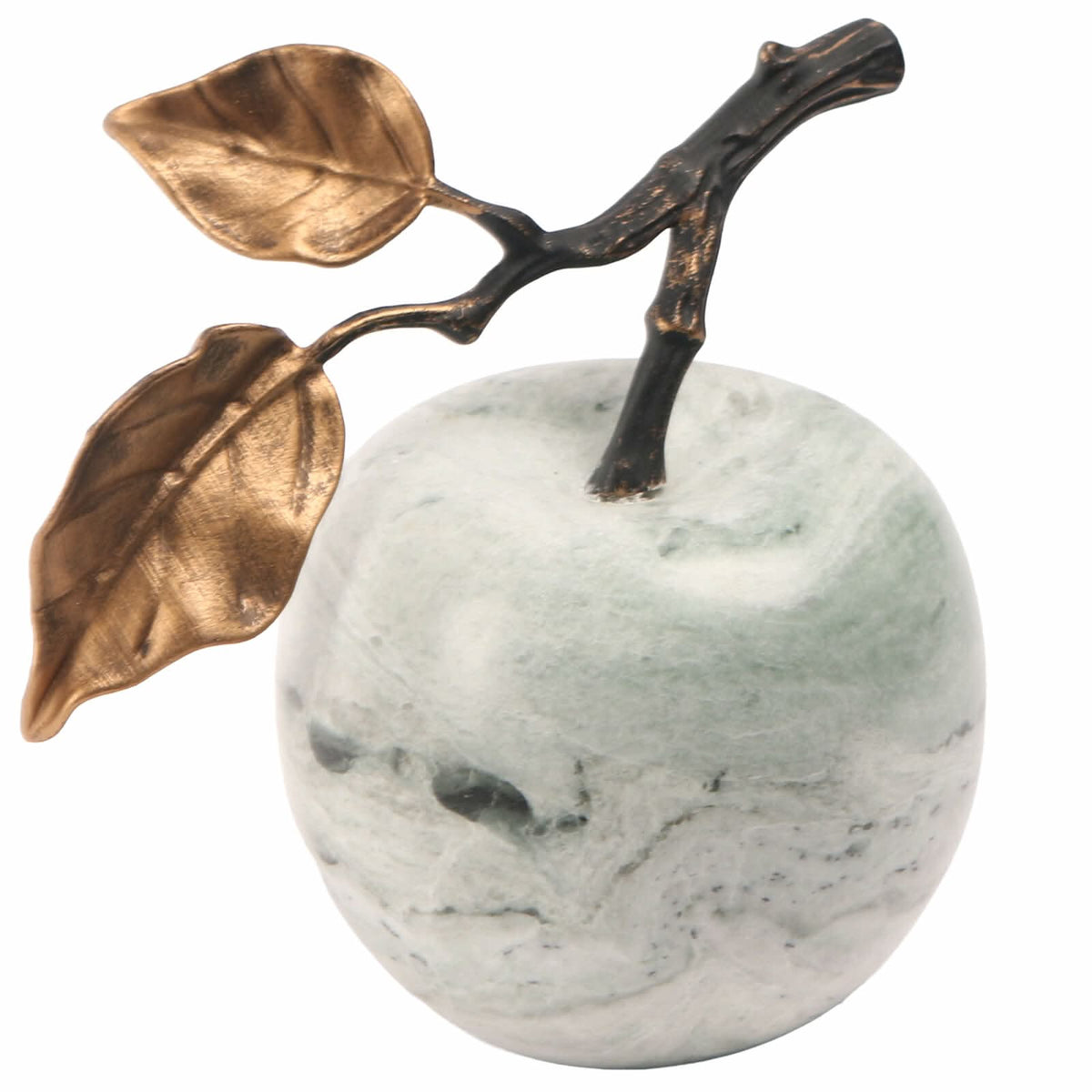 Keiichi Apple Ornament in Green Marble   Nicholas John Interiors