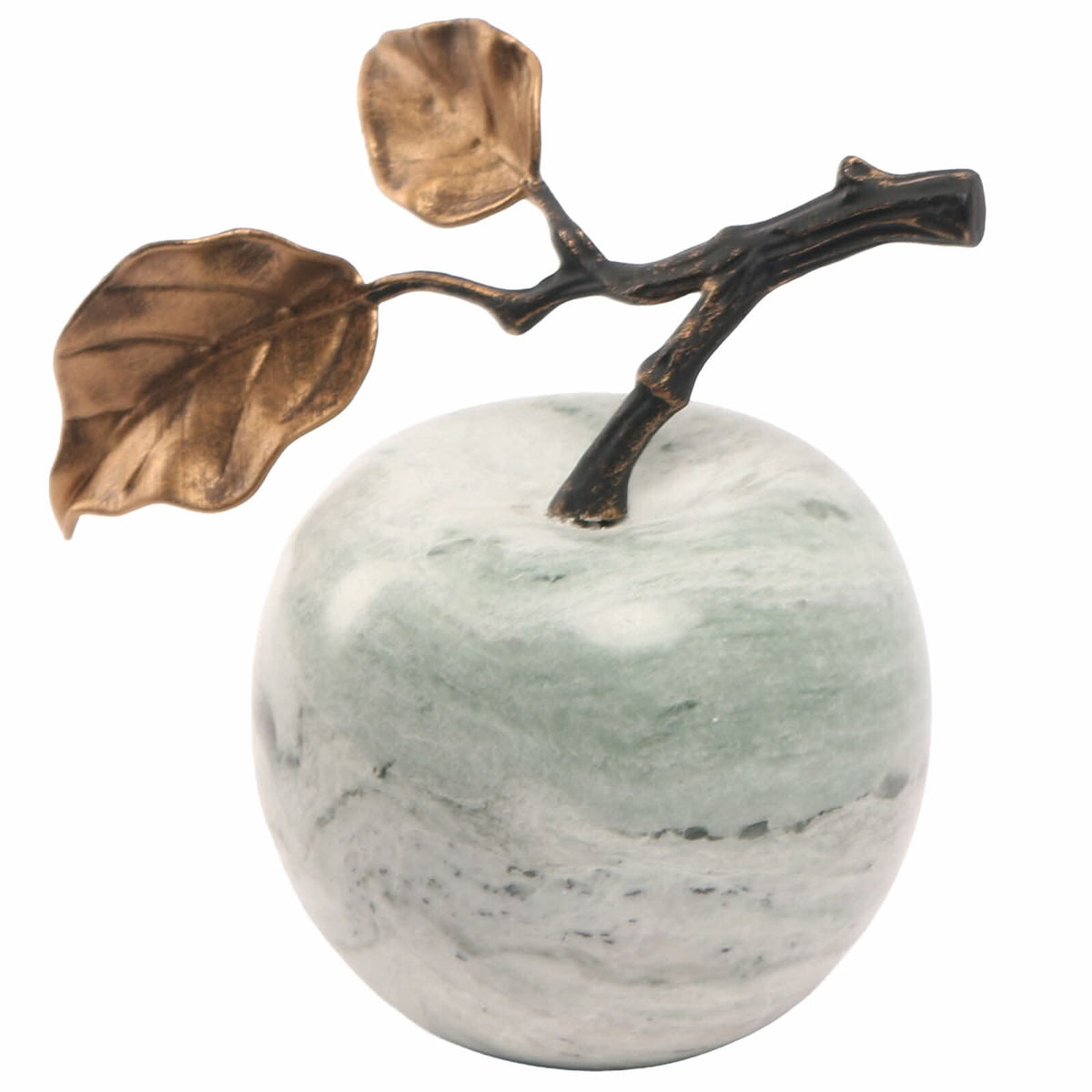 Keiichi Apple Ornament in Green Marble   Nicholas John Interiors