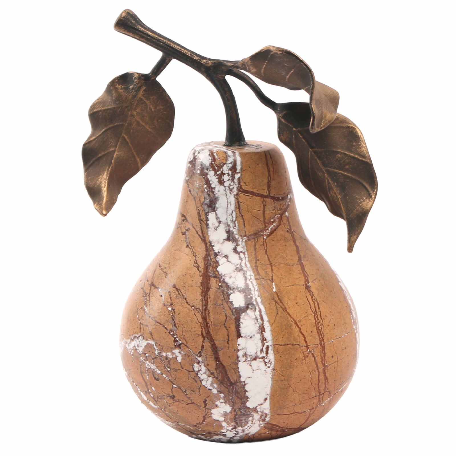 Keiichi Pear Ornament in Golden Bronze Marble   Nicholas John Interiors
