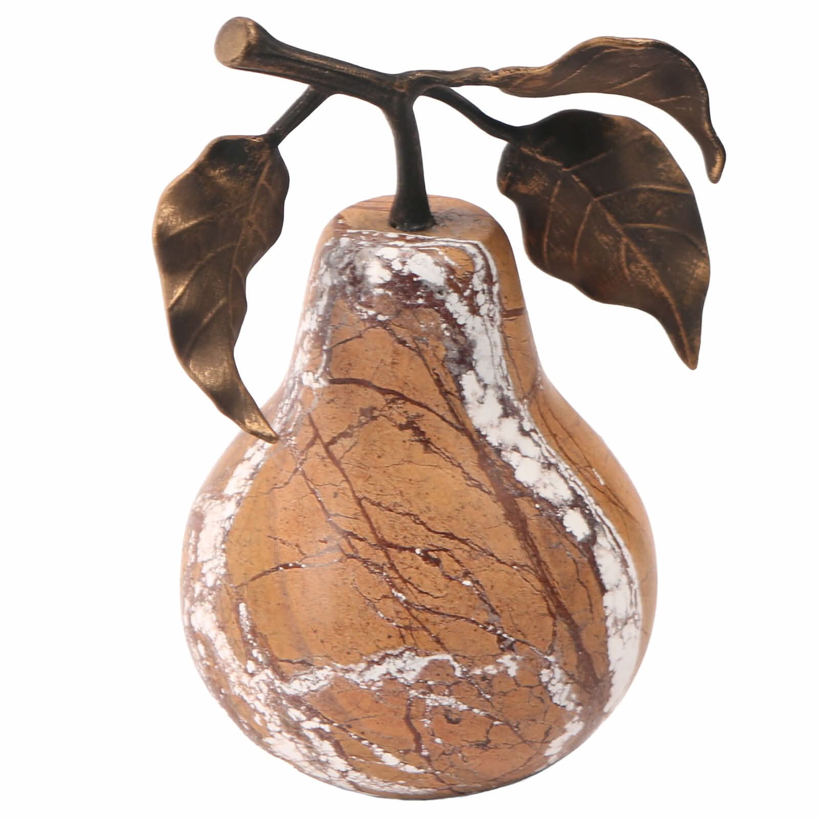Keiichi Pear Ornament in Golden Bronze Marble   Nicholas John Interiors