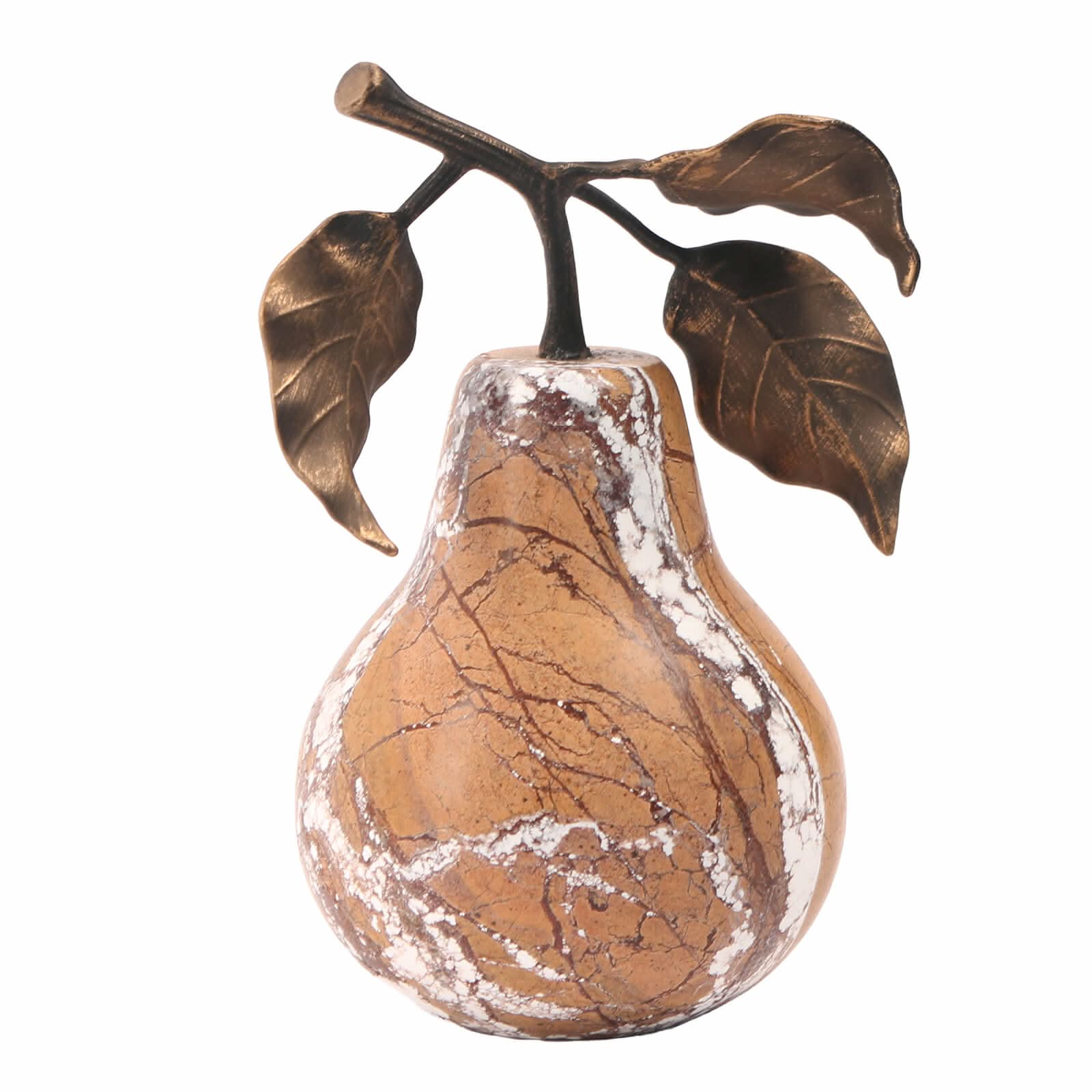 Keiichi Pear Ornament in Golden Bronze Marble   Nicholas John Interiors